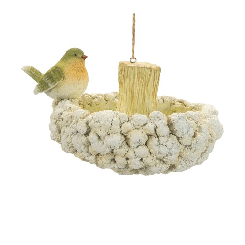 Cauliflower Birdhouse and Birdbath Ornaments - 7.25" - 2ct