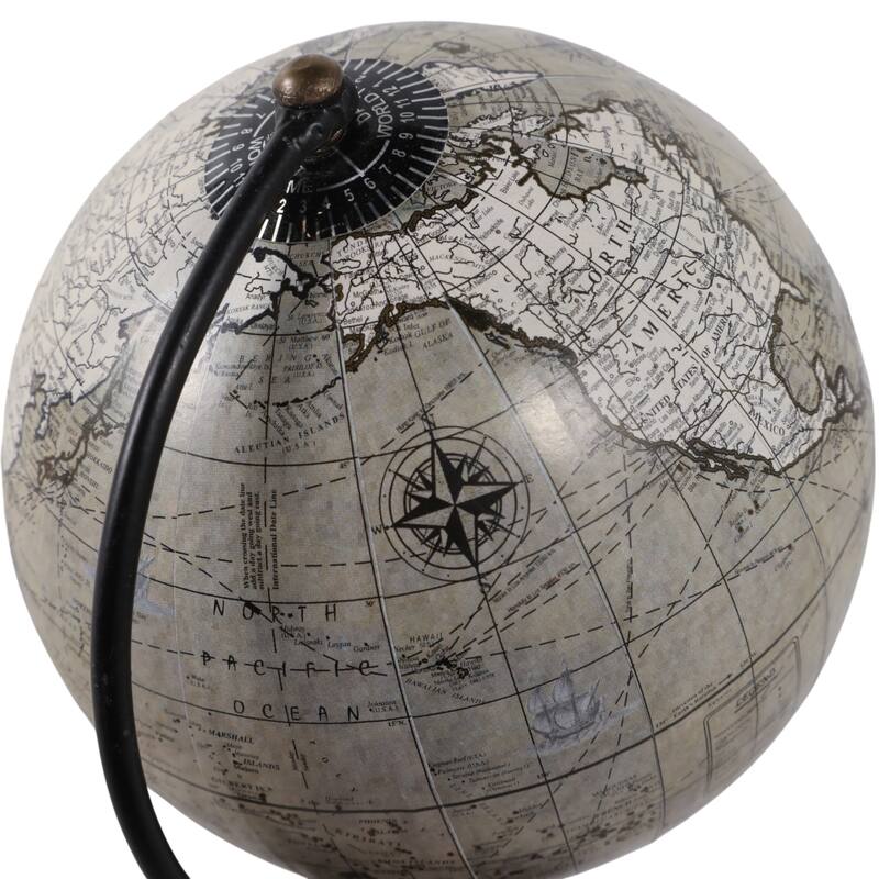 Wood Globe Classic Desk on Stand World Map Design - 7" Green/Black - 7.0"