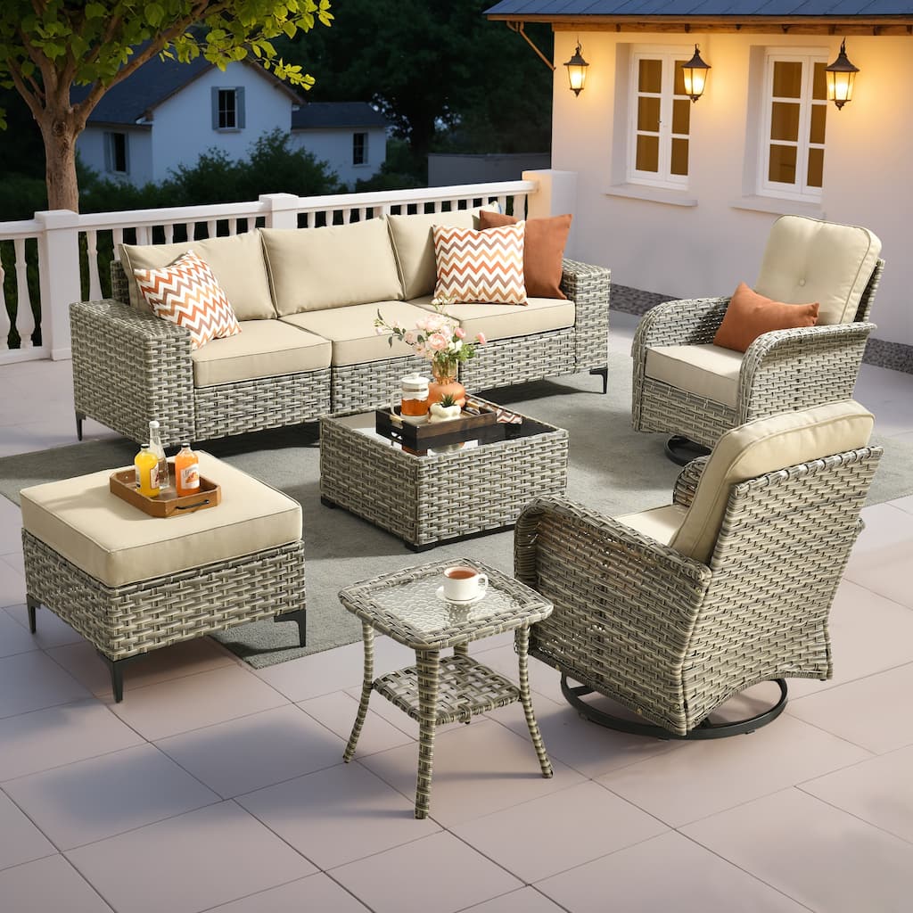 XIZZI Outdoor Patio Furniture Sectional Set with Swivel Chairs