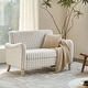 preview thumbnail 20 of 62, HULALA HOME Adika 51"W Farmhouse Striped Linen Upholstered Loveseat with Solid Wood Spindle Legs
