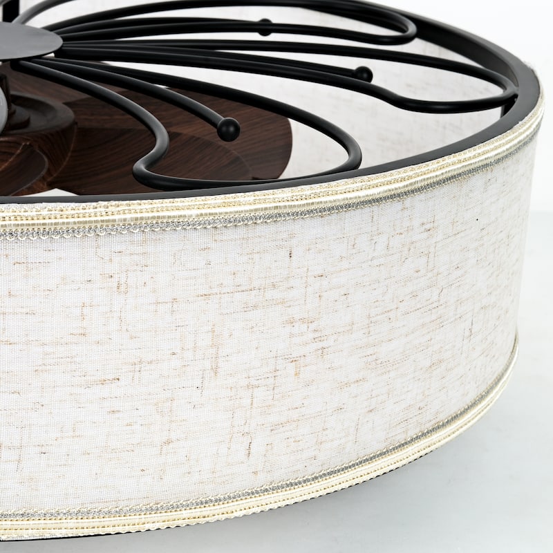 20-Inch Indoor Black Low Profile Cage Ceiling Fan - 20 Inches