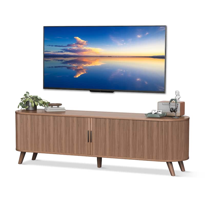 71" TV Stand for Living Room Mid Century Modern Entertainment Center