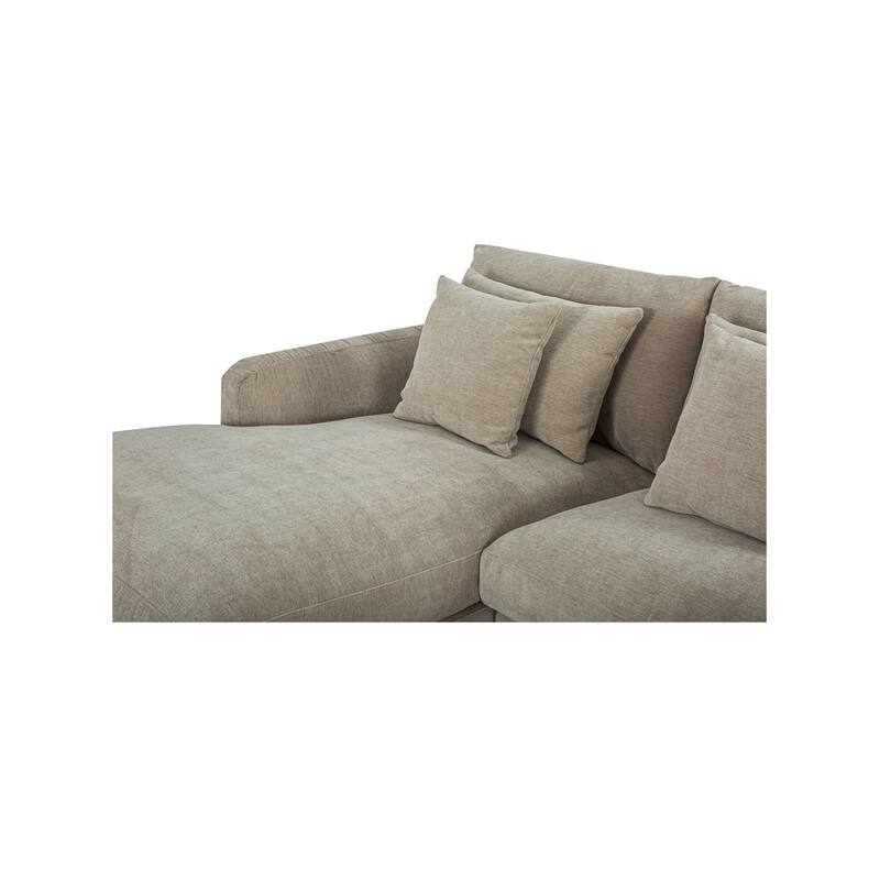 NADAAL STUDIOS Avelyn Left-Facing Sectional, Pillow-Soft Seating with Faux Feather Fill and Oat Fabric Upholstery