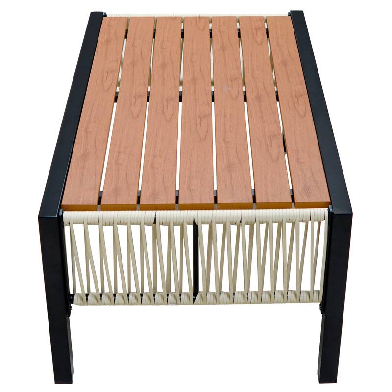 Roomfitters Multi-Person Outdoor Iron Sofa Set with Table, Rattan Decoration, Waterproof, Rust-Proof for Garden, Lawn