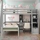 preview thumbnail 2 of 16, Twin over Twin Size Loft Bed with a Stand-alone Bed, Storage Staircase, Desk, Shelves and Drawers, Large Storage Space,Gray
