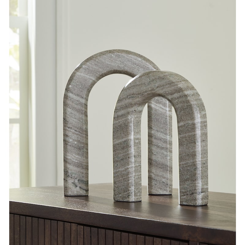 Signature Design by Ashley Keithton Taupe Sculpture Set (Set of 2) - 9.25" W x 1.75" D x 12.13" H