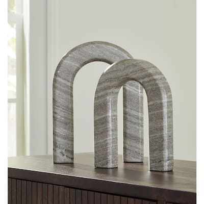 Signature Design by Ashley Keithton Taupe Sculpture Set (Set of 2) - 9.25" W x 1.75" D x 12.13" H