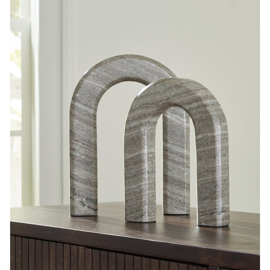 Signature Design by Ashley Keithton Taupe Sculpture Set (Set of 2) - 9.25" W x 1.75" D x 12.13" H