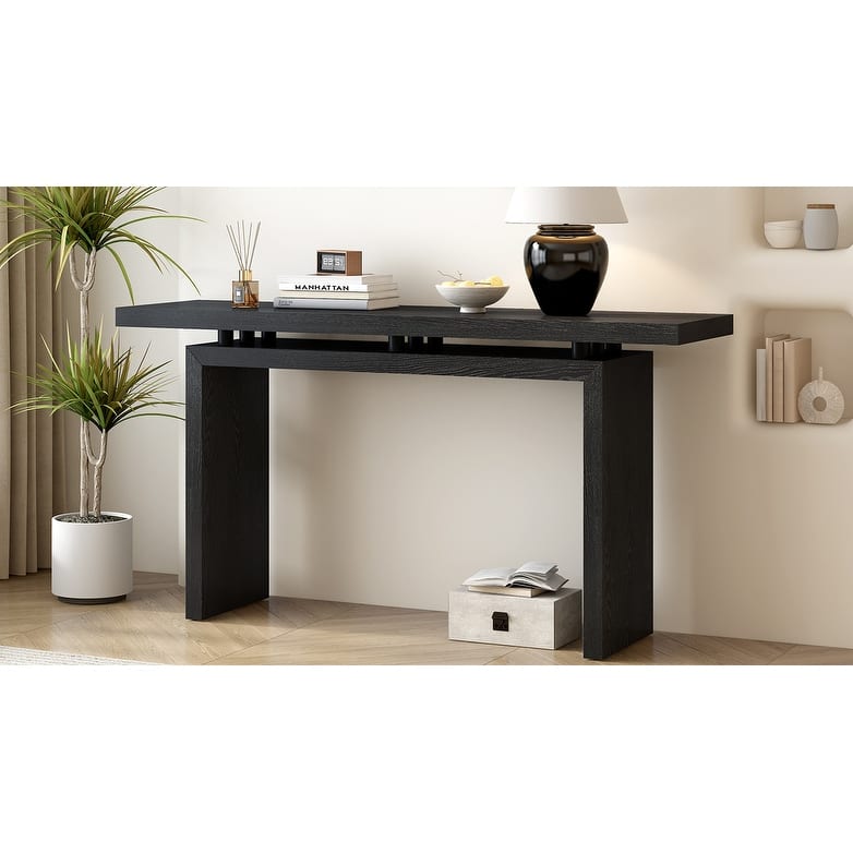 Entryway Console Table, Solid Geometry Accent Sofa Table Behind