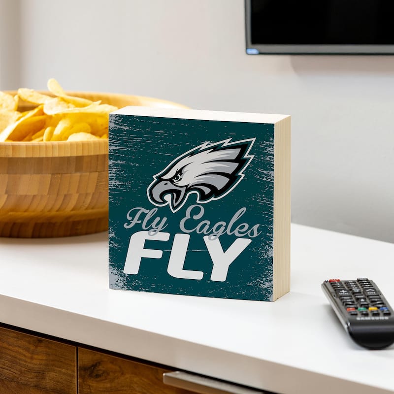 Philadelphia Eagles Wooden Tabletop Mantel Shelf Sign - 6" x 6"