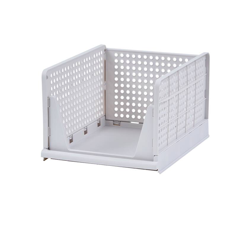 Javlergo 4 Pack Stackable Plastic Storage Basket XL-Size Foldable Closet Organizers and Storage Bins Drawer Shelf - 4-Tier