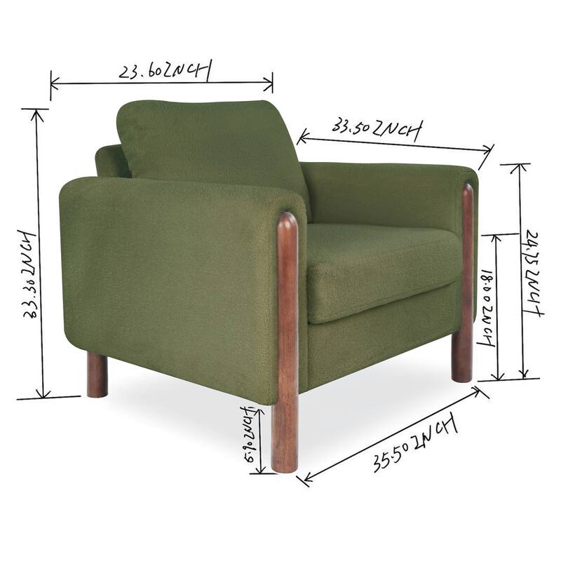 Christopher Knight Home Rowan Accent Chair Curved Handrails Single Sofa with Walnut Legs