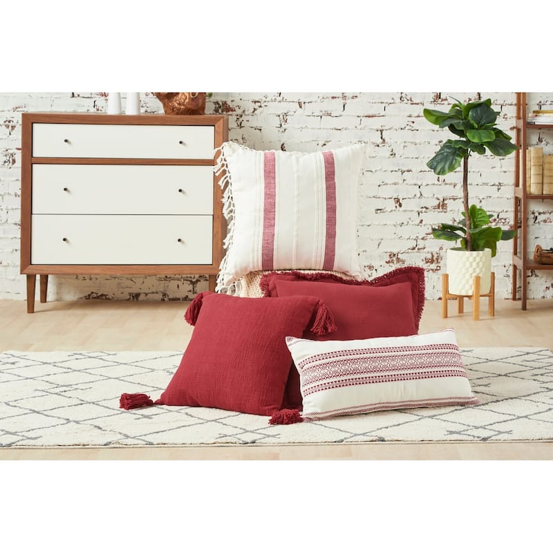 20" x 20" Nathan Garnet Striped Woven Square Throw Pillow