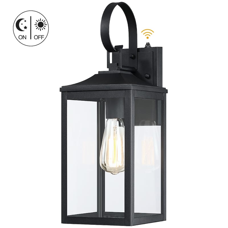 18"H 1-Light Black Outdoor Exterior Wall Lantern Sconce Light