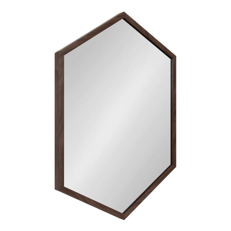 Kate and Laurel Laverty Framed Hexagon Wall Mirror - 22x31 - Walnut Brown