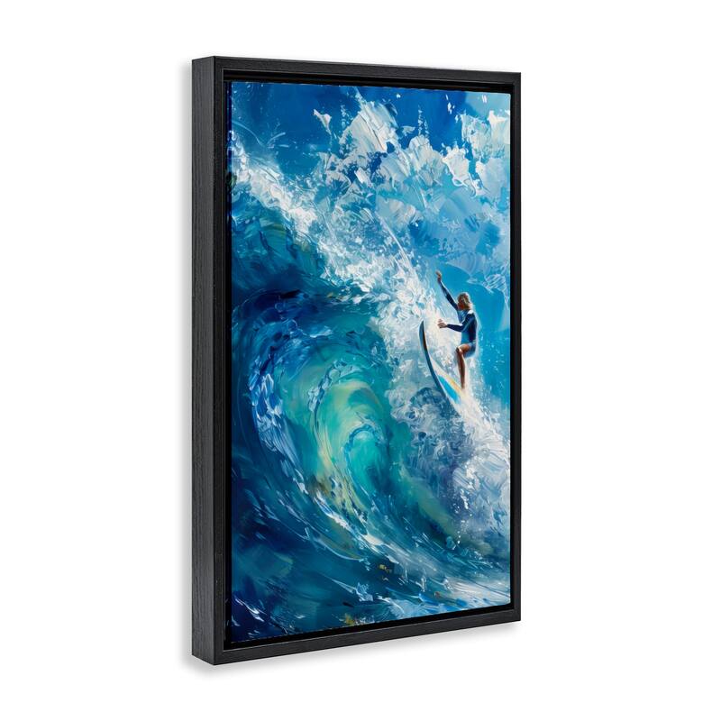 Stupell Soul Surfer on Tidal Wave Framed Floater Canvas Wall Art Design By LSR Design Studio
