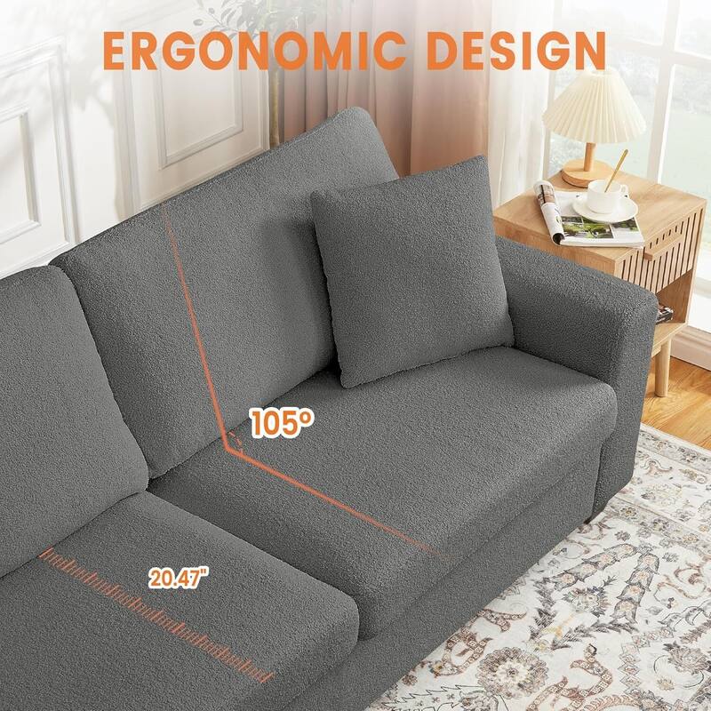 Modern Teddy Fleece Loveseat Sofa, 83" Cloud Couch for Living Room, Apartment, Office, Bedroom