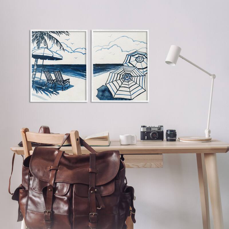 Stupell Tropical Ocean Views Framed Giclee Art Design By Carol Robinson (Set of 2)