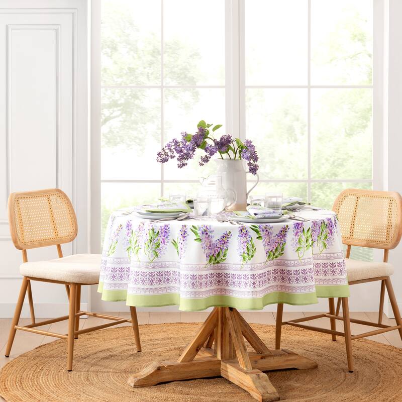 Lilac Garden Floral Tablecloth - 70" Round