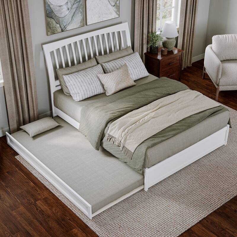 Roslyn Platform Bed with Modern Panel Footboard and Twin XL Trundle