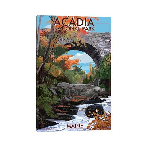iCanvas "Acadia National Park (Stone Bridge)" by Lantern Press Canvas Print