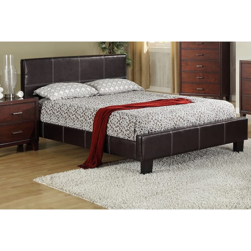 Wene Modern Espresso Faux Leather Upholstered Platform Bed by Furniture of America - Full