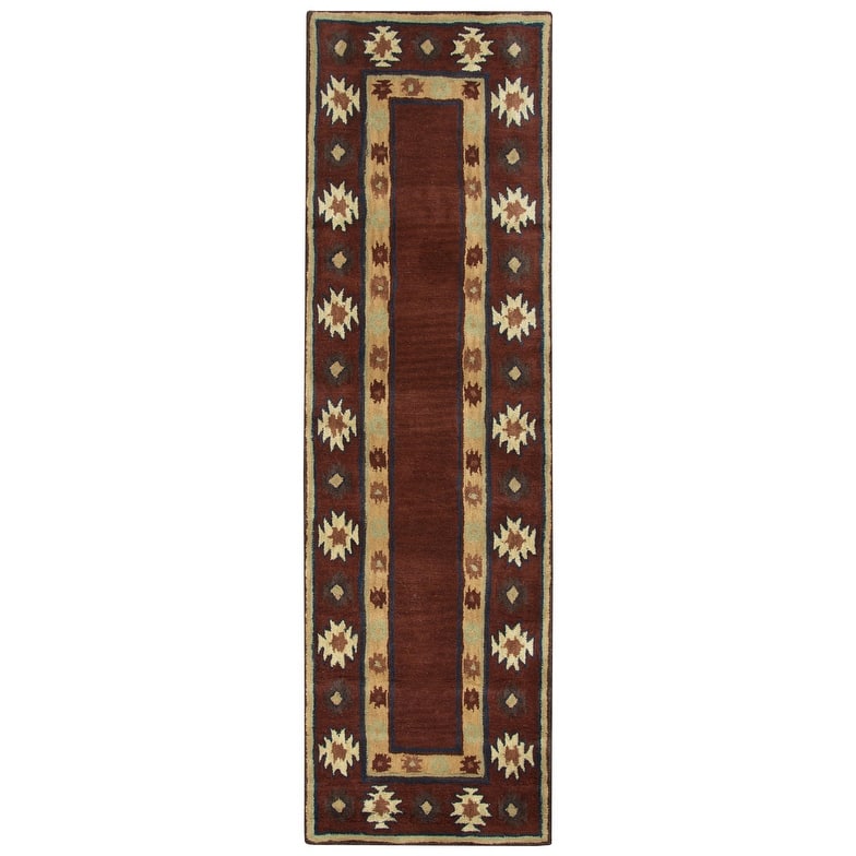 Alora Decor Ryder Hand-tufted Southwestern Wool Rug. - 8' Runner - Burgundy