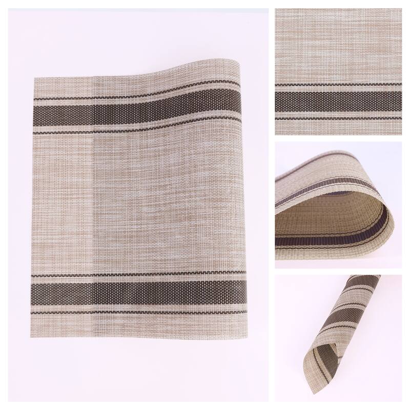 Placemats Set of 6 Vinyl Placemats for Kitchen Dining Table Decor Heat Resistant Table Placemats Wipeable Table Mat - 18*12in - Coffee