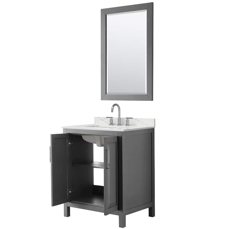 Daria 30-inch Single Vanity, 3 Hole Quartz Top, 24-inch Mirror