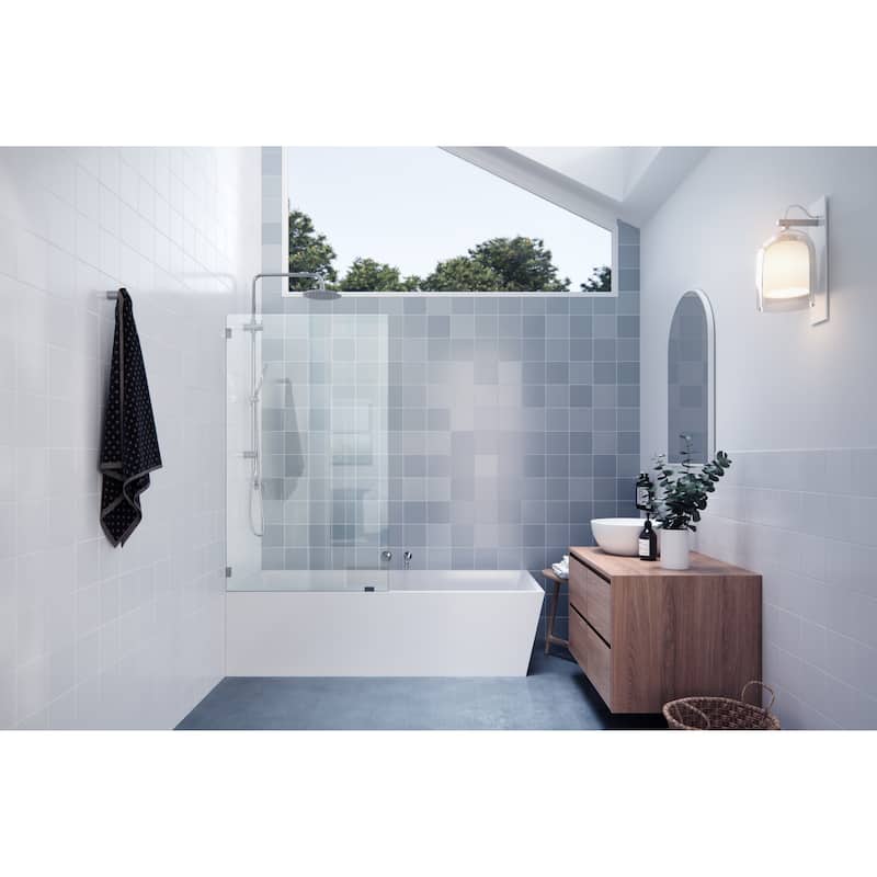 Glass Warehouse 58.25" x 33.5" Frameless Shower Bath Fixed Panel