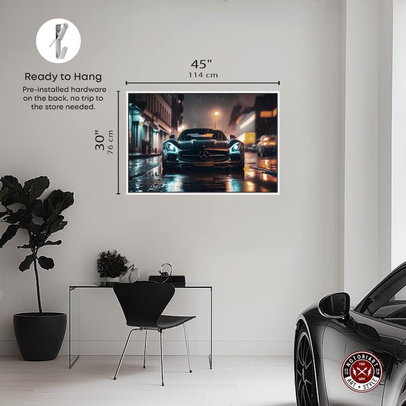 Notoriart Drive Through The Town Framed Car 1 Piece Canvas Wall Art