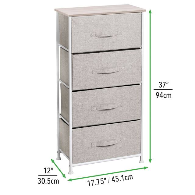 mDesign Vertical Dresser Storage Tower with 4 Drawers - Linen