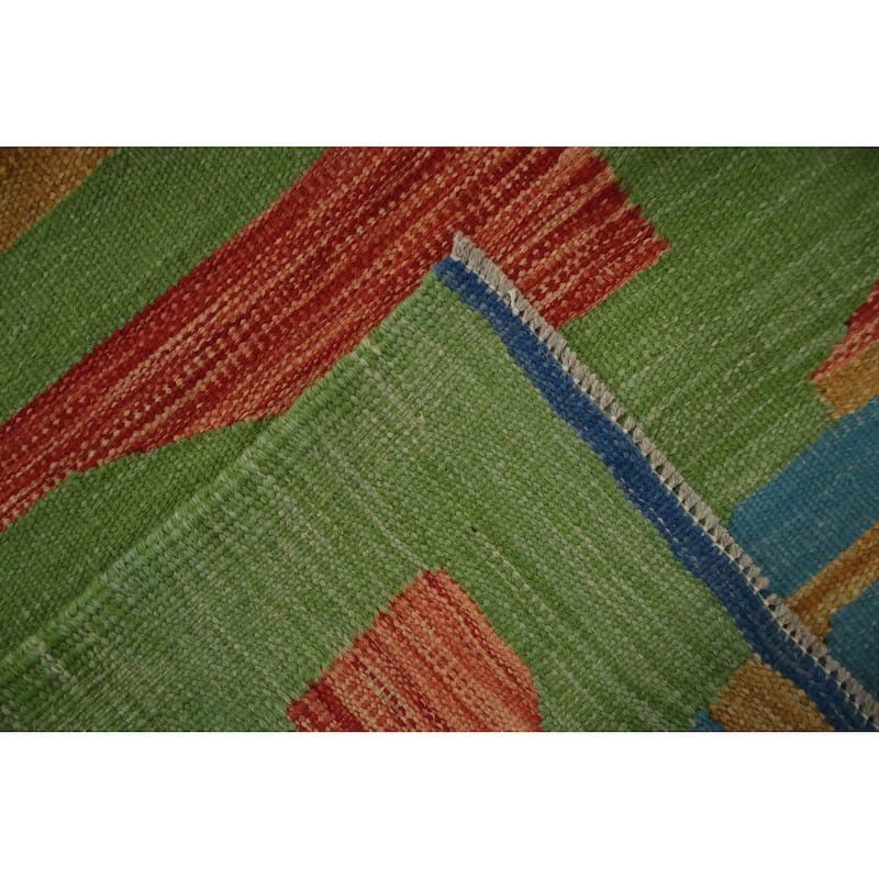 Hand Woven Oriental 100% Wool Carpet Southwestern Modern Multi-Colored Kilim Area Rug - 9' 10'' X 8' 2''