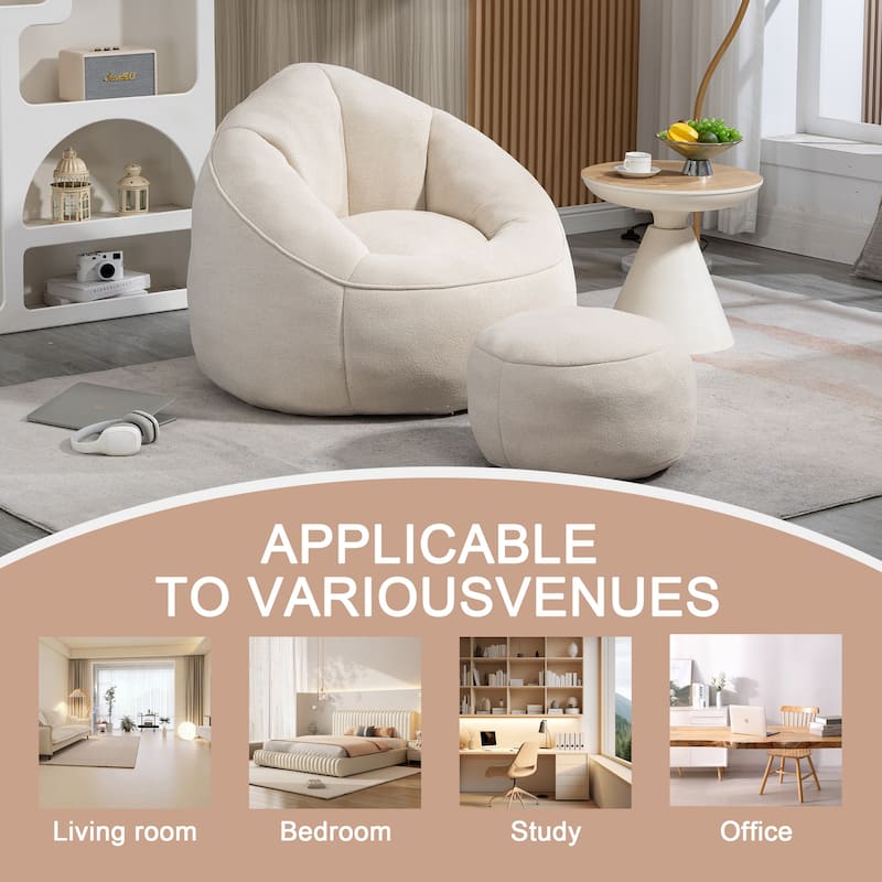 High Pressure Foam Bean Bag Chair with Padded Foam Padding Compressed Bean Bag With Footrest
