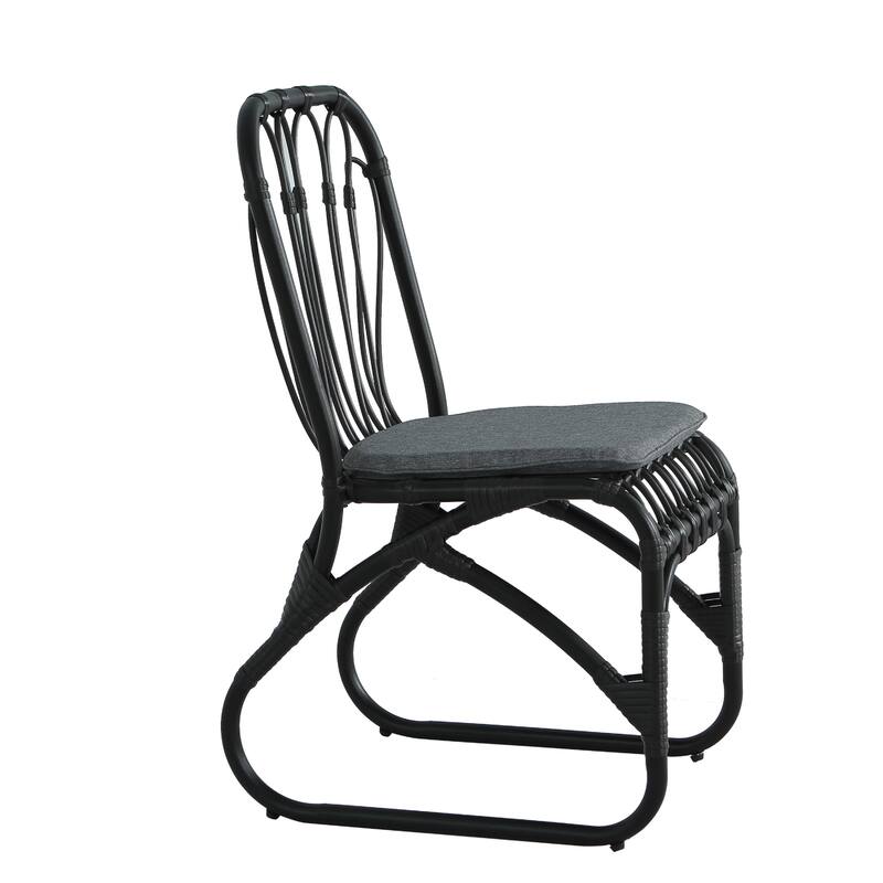 Outdoor PE Wicker Dining Chairs with Washable Cushion Set of 2