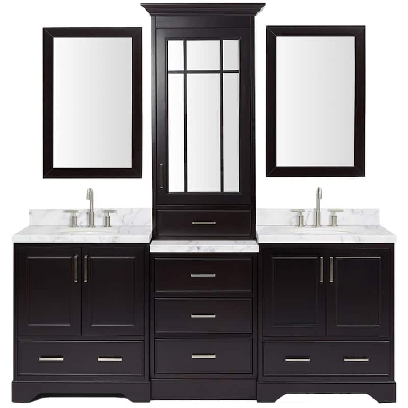 Ariel M085DCWO Stafford 84" Free Standing Double Oval Basin Vanity Set - Espresso - Espresso Finish
