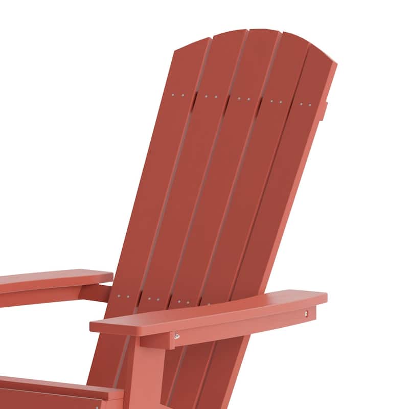 Set of 2 All-Weather Modern Wide Slat Back Poly Resin Adirondack Chairs