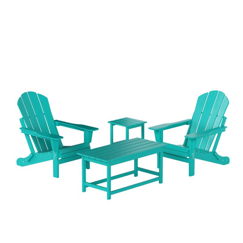 Laguna Hdpe All Weather Outdoor Patio Foldable Adirondack Chairs Conversation Set (4-Piece Set)