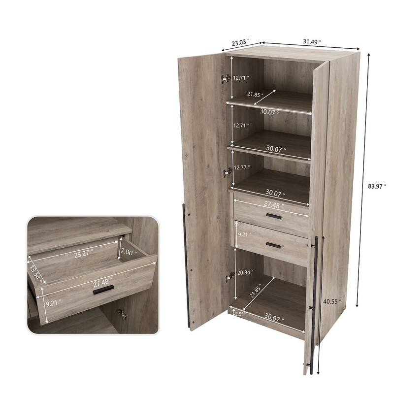 Manhattan Comfort Lee Modern Freestanding 3-Piece Module Wardrobe Closet Armoire