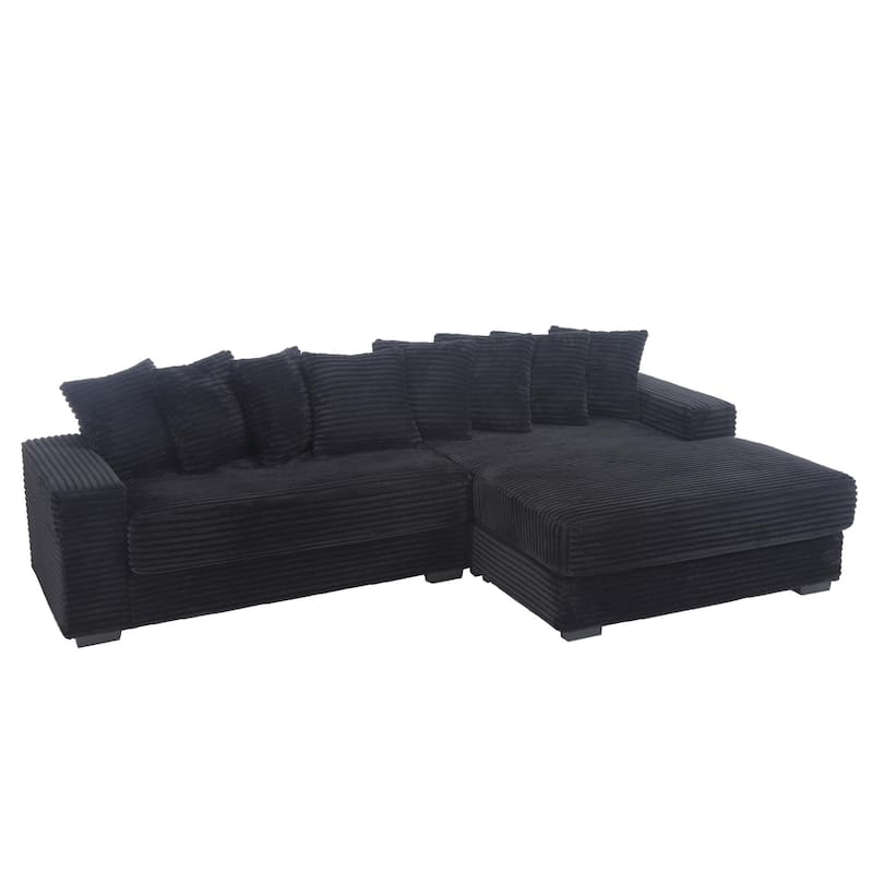 111" Oversized L-Shaped Sectional Sofa with 8 Throw Pillows, Corner Corduroy Couch with Chaise for Living Room Apartment