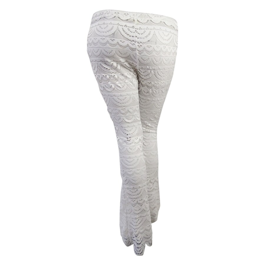 white crochet cover up pants