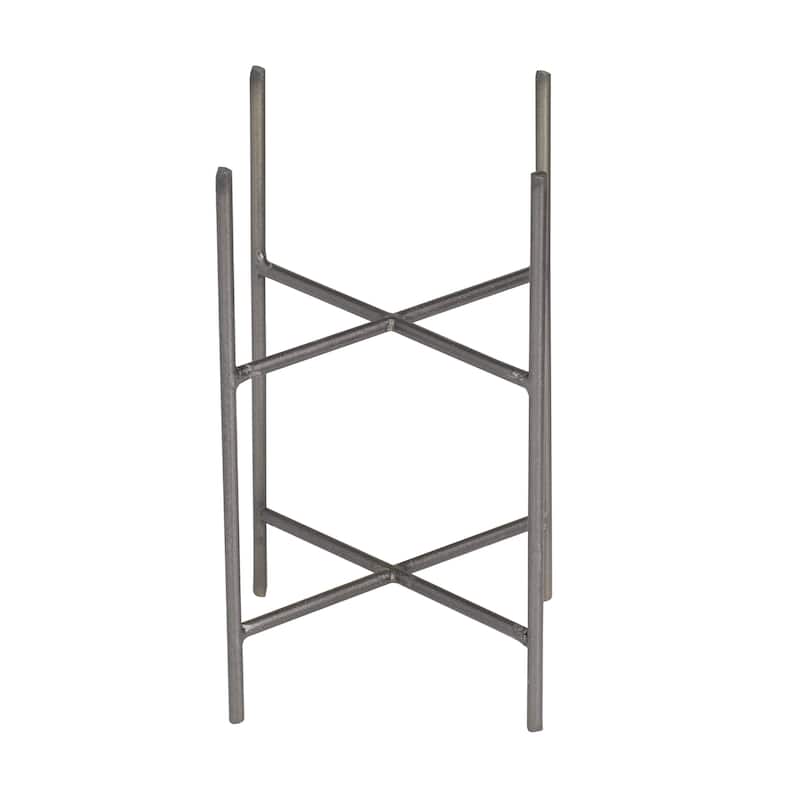 Metal Indoor Outdoor Planter with Removable Stand - Set of 2 Silver, Gray, Gold - Roche River Decor