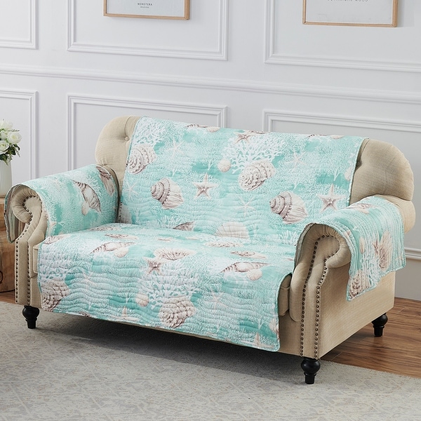 Barefoot Bungalow Ocean Turquoise Reversible Loveseat Protector. Opens flyout.
