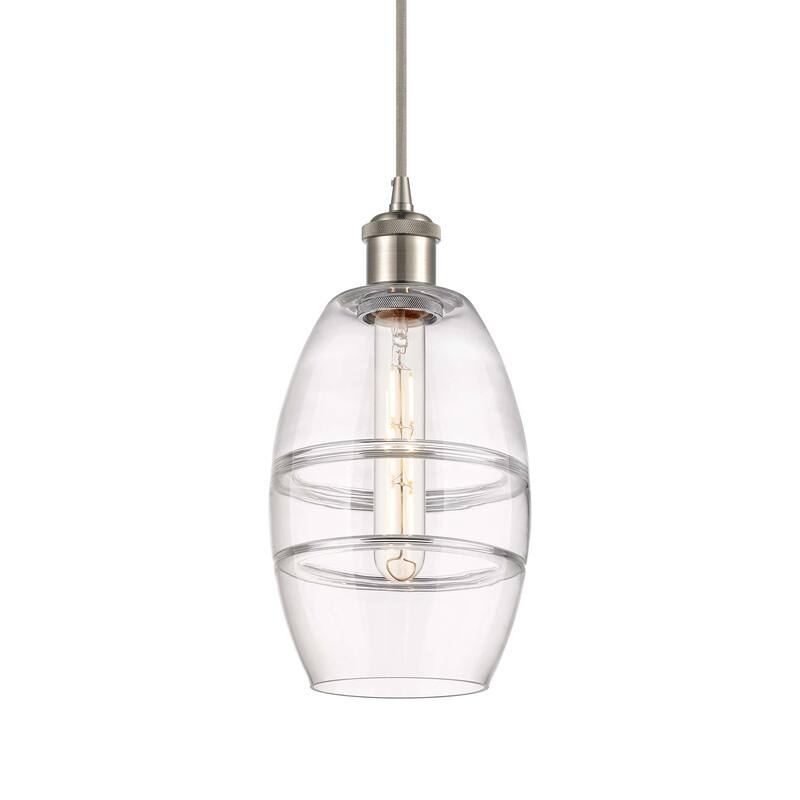 Innovations Lighting 516-1P-9-6 Vaz Pendant Vaz 6" Wide Mini Pendant - Brushed Satin Nickel / Clear