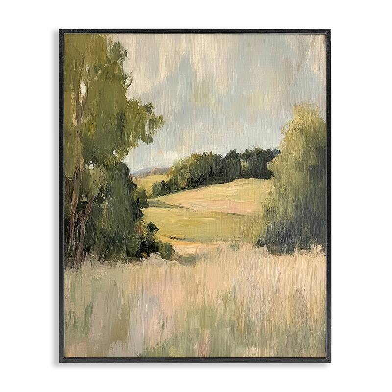 Stupell Painterly Green Valley View Framed Giclee Art Design By Petal Prints Design - 24 x 30 - Black