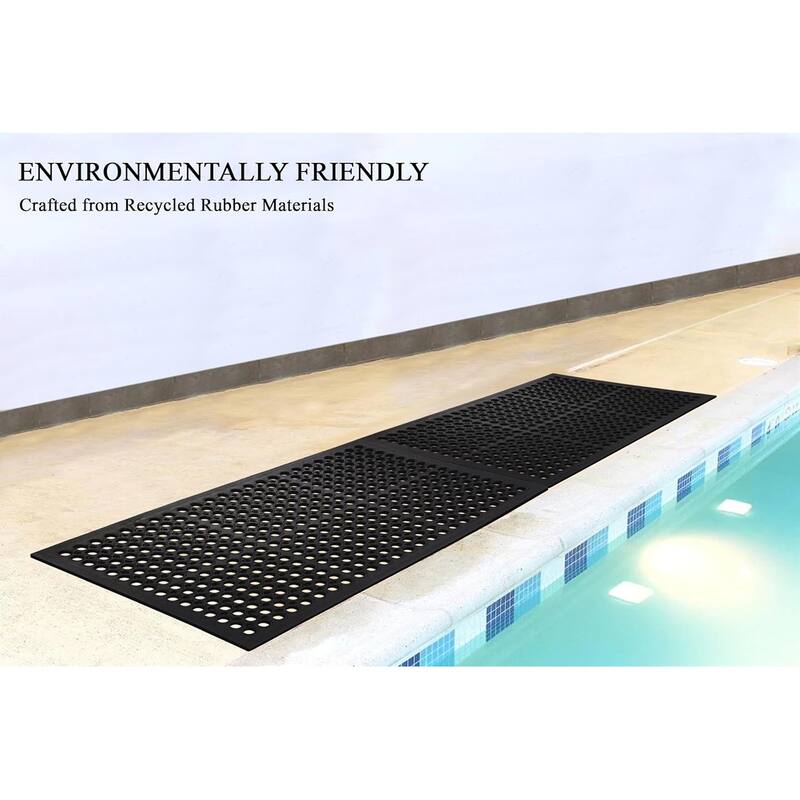 A1HC New All Purpose Versatile Rubber Floor Mat with Drain Holes, Heavy Duty Rubber Mat for Workplace, Restaurant, Kitchen etc