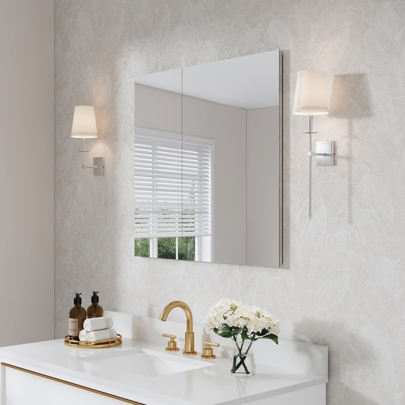 32"W X 30'H Recessed or Surface Wall Mount Bathroom Medicine Cabinet With Adjustable Glass Shelves