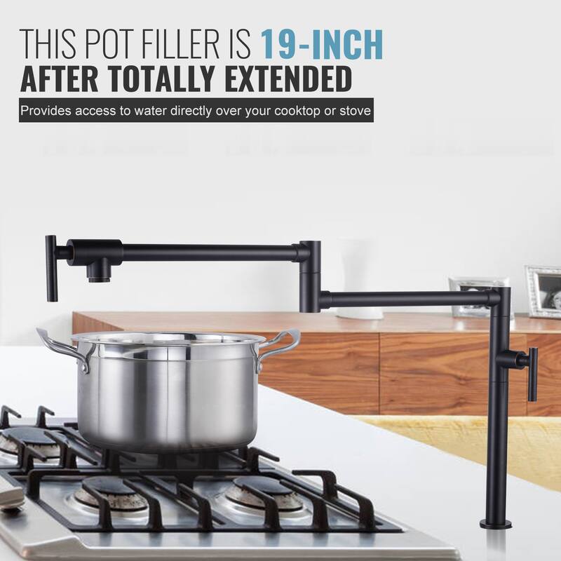 WOWOW Deck Mount Double Handle Pot Filler Faucet