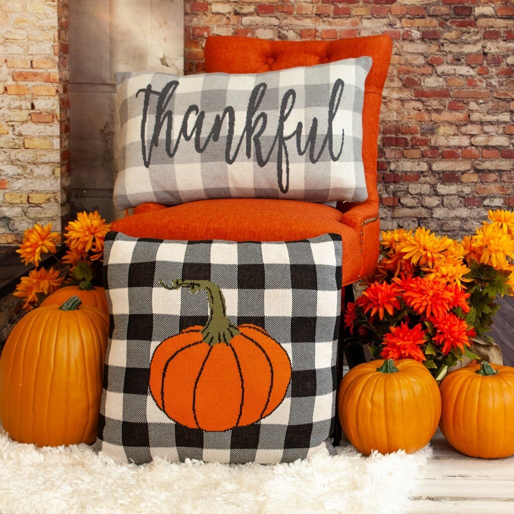 Buffalo check new arrivals pumpkin pillow