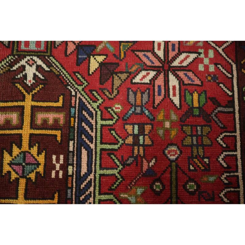 Hand Knotted Oriental 100% Wool Carpet Traditional Tribal Red Tabriz Runner Rug - 12' 4'' X 3' 7''